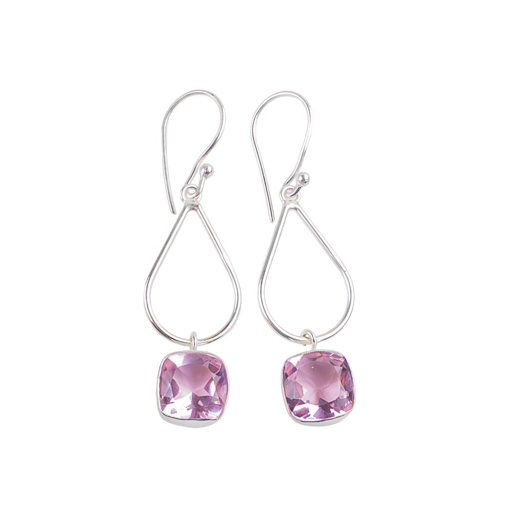 Morganite Gemstone 925 Sterling Silver Handmade Jewelry Stylish Earrings 1.90" EE-7-11