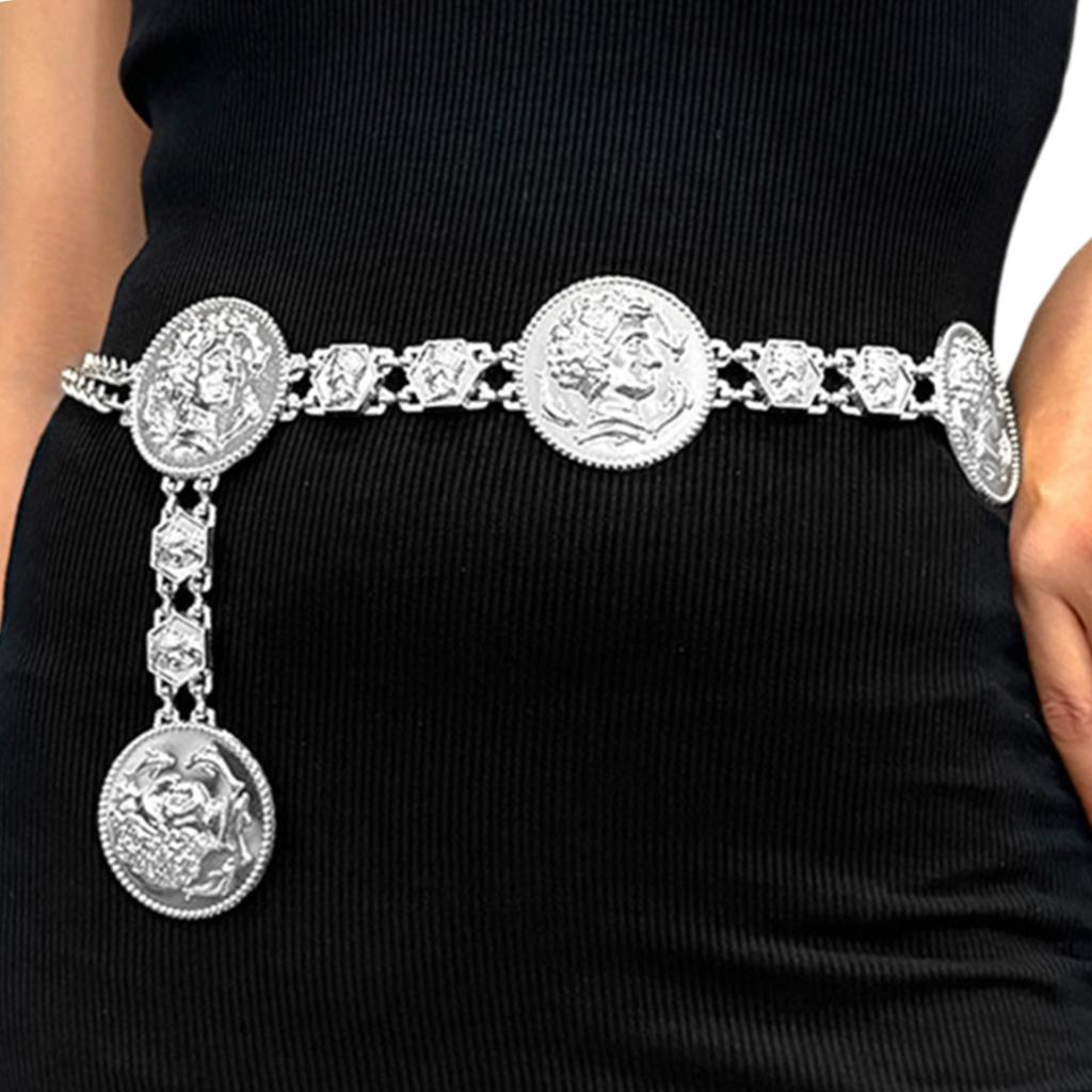 Schwerlast-Taillengürtel Stilvoll für Bühnentanz Musikfestival Jeans Kleidergürtel Körperschmuck Kette Metallisch Bauchtanz