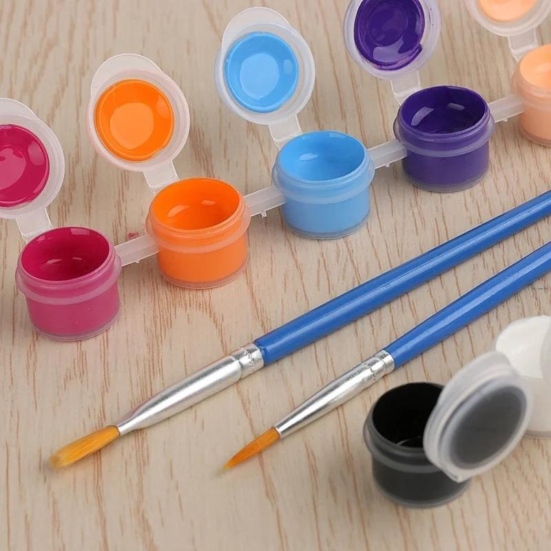 

12 цветов акриловые краски с 2 кистями набор пигментов для граффити DIY для масляной живописи набор красок