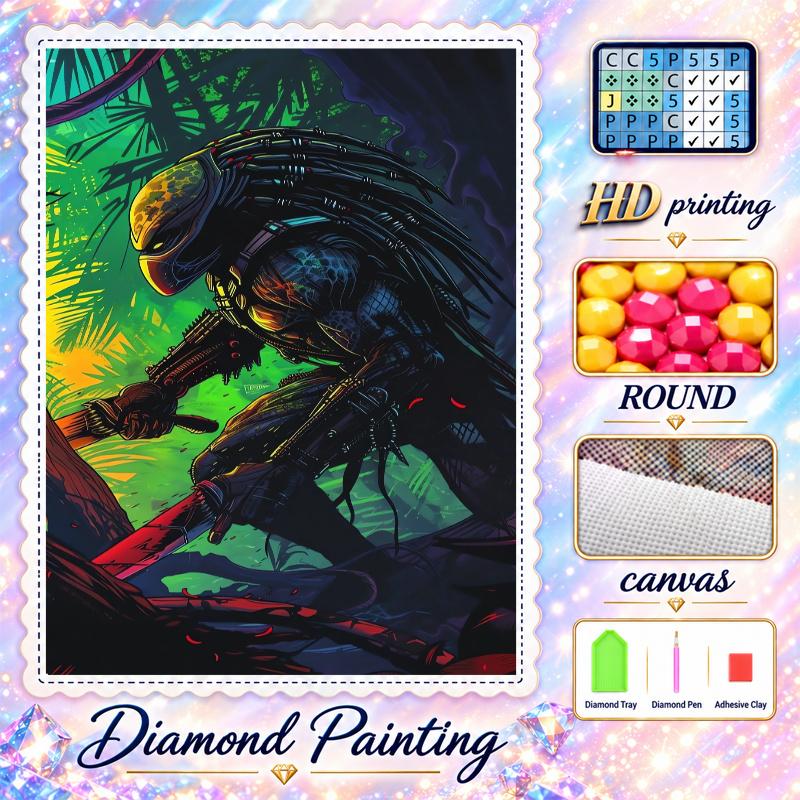 Predator Diamond Painting Kit 5D Full Drill DIY Diamond Mosaic Wall Art Home Decor
