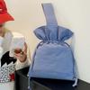 Large Capacity Nylon Drawstring Bag Portable Pleated Bucket Bag Solid Color Handbag  Girls