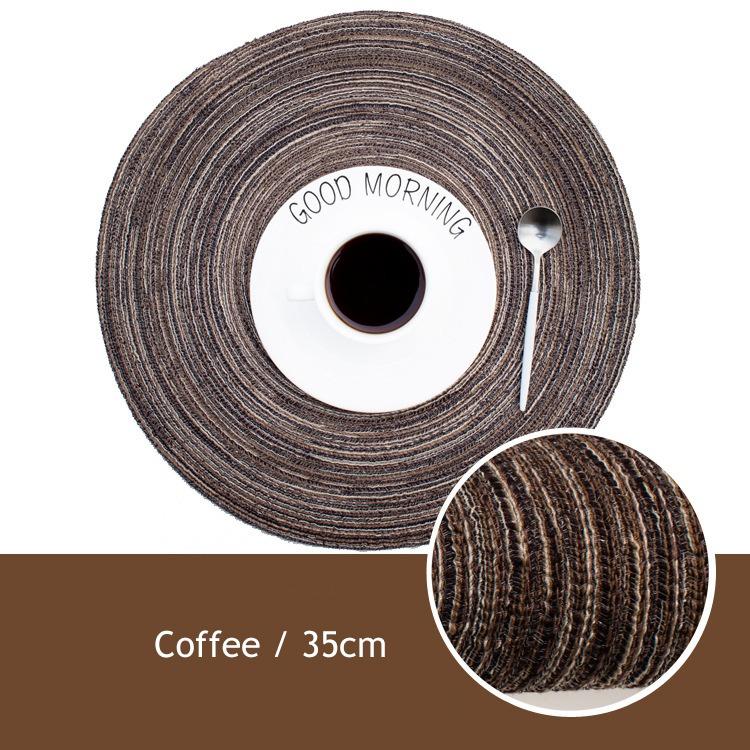 Pack of 4pcs Cotton Braiding Table Placemats Round Table Mats Heat Insulated Pad Japanese Style Mats 35cm