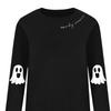 Halloween Sweatshirts für Damen Gruselige Saison Grafik Niedlicher Geist Pullover Langarm Rundhals Tops