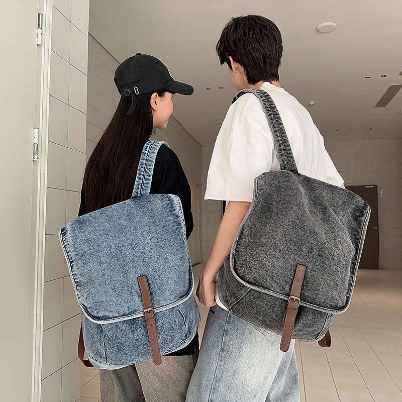 Denim Backpack Retro Commuter Large Capacity Travel Backpack