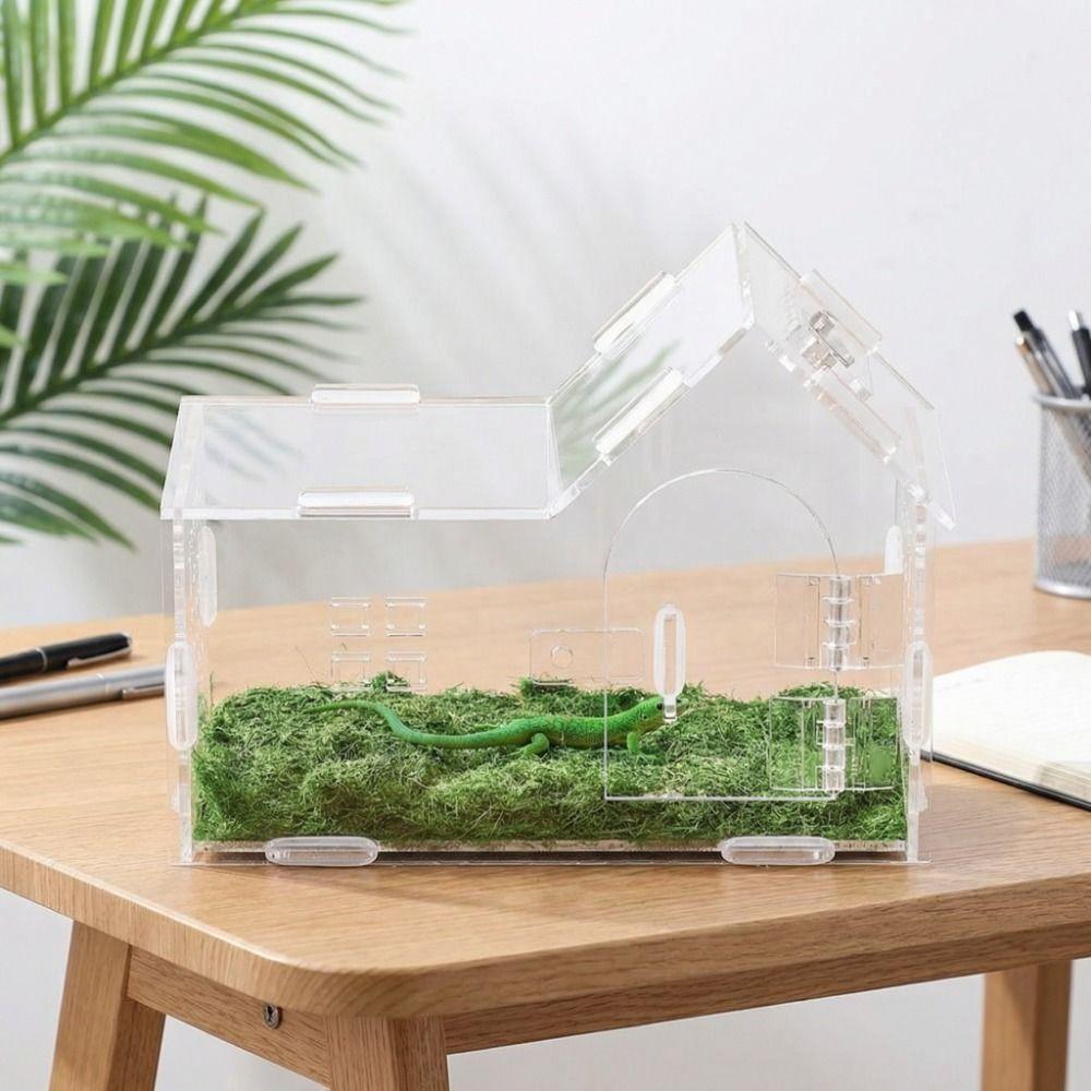 Transparent Pet Breeding Container Magnetic Reptile Habitat Box  For Gecko Turtle Lizards