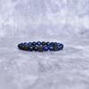 Natural Blue Tiger's Eye and Lava Cube Beaded Bracelet Healing Diffusible Bracelet Blue Tiger's Eye Jewelry Stretchable Bracelet for Men