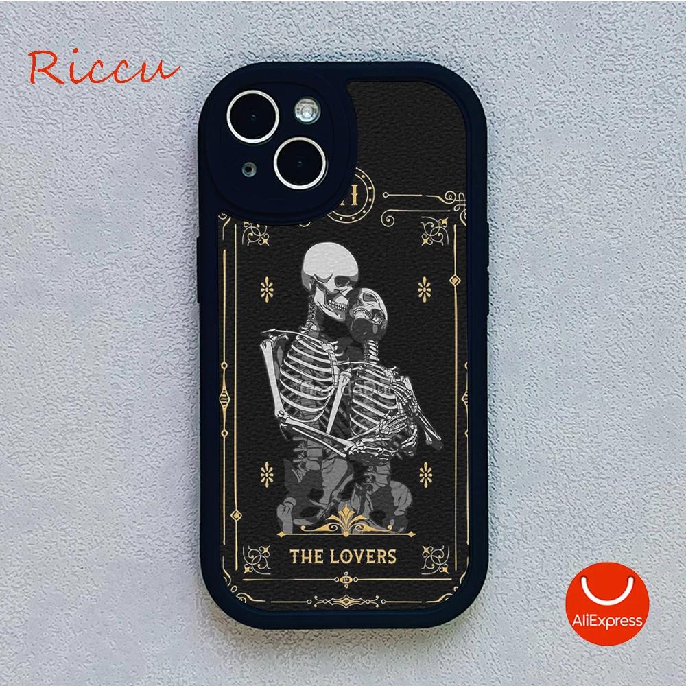 Grim Reaper Skull Skeleton Moblie Phone Case for Iphone 15 promax 12 13 pro 14 Pro  mini plus Lambskin Protective black Covers