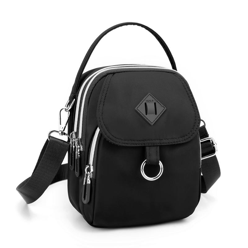 

Модная 3-слойная мини-сумка для девочек из высококачественной ткани, маленькая женская сумка через плечо в милом стиле, сумка для телефона для девочек, повседневная мини-сумочка чёрный