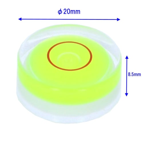 Ebisu Level, Round Bubble R20, for Machine Mounting, Green, 2cm Deep X 0.85cm High X 2cm Wide
