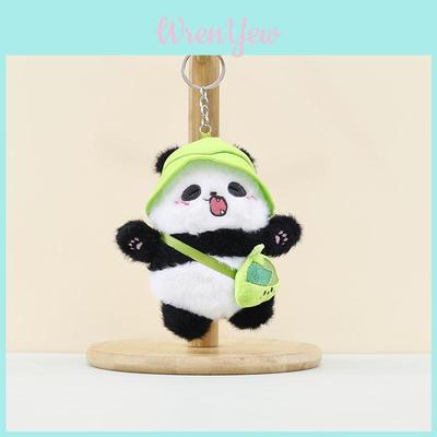 Cute Plush Panda Keychain With Adorable Hat Cartoon Design For Kids And Collectors