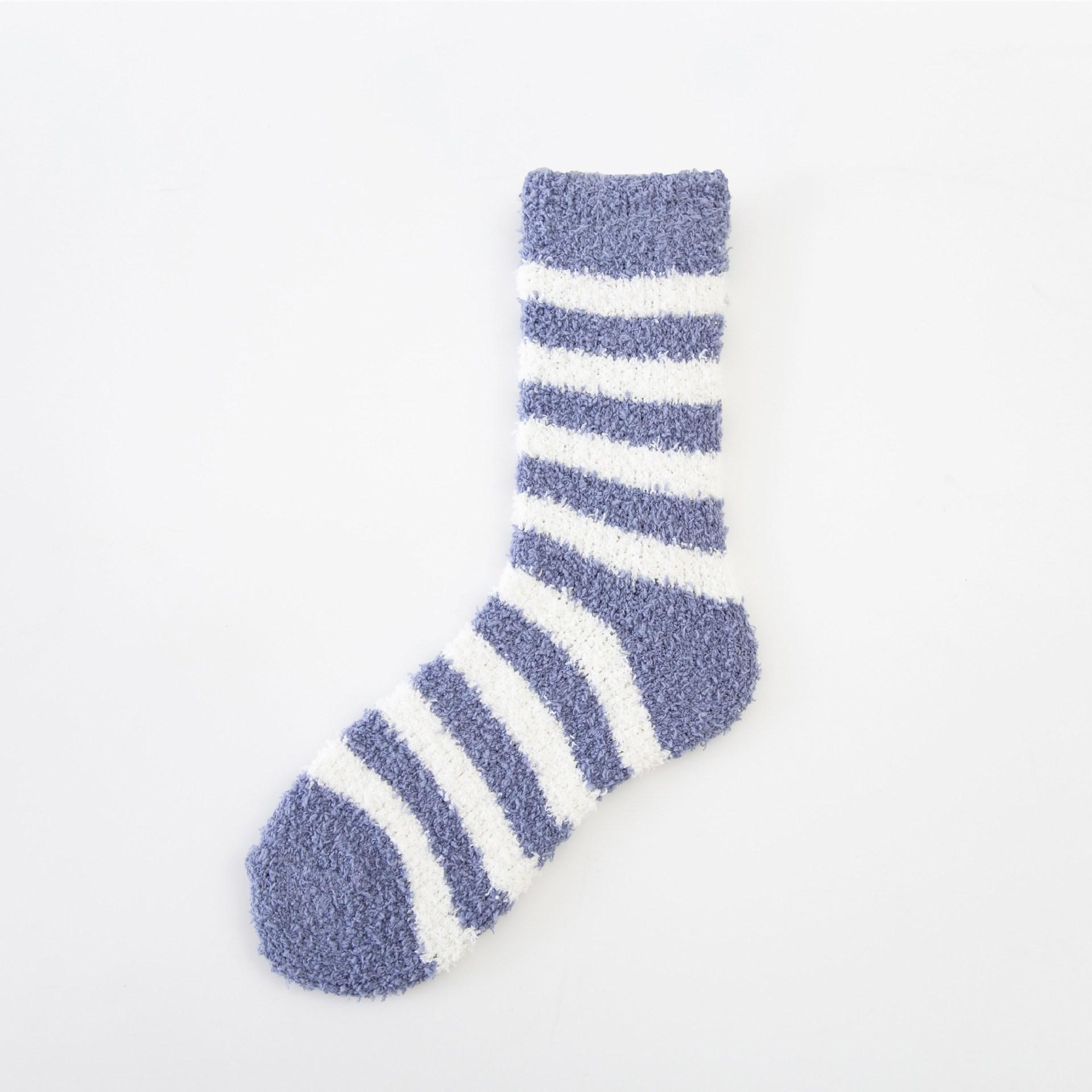 

Women s Striped Coral Fleece Sleep Socks - Mid-Calf, Winter/Autumn Style Size 35-41
