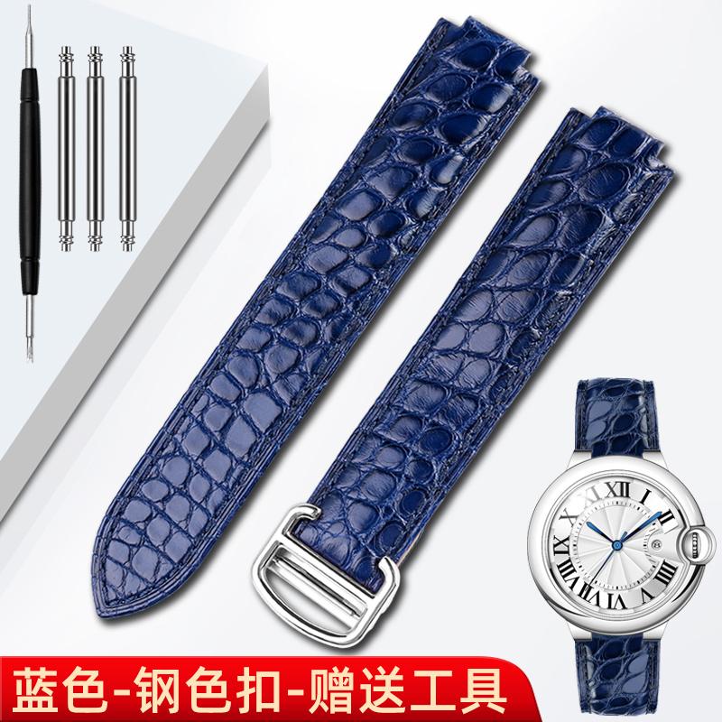 16 18 20 22m For Cartier blue balloon leather watchband Blue crocodile skin convex men women Folding buckle watch strap bracelet