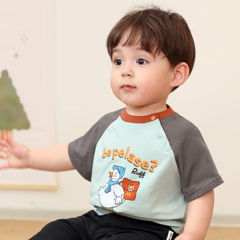 LUSON Baby Boy Color-Block Raglan Short-Sleeve T-Shirt