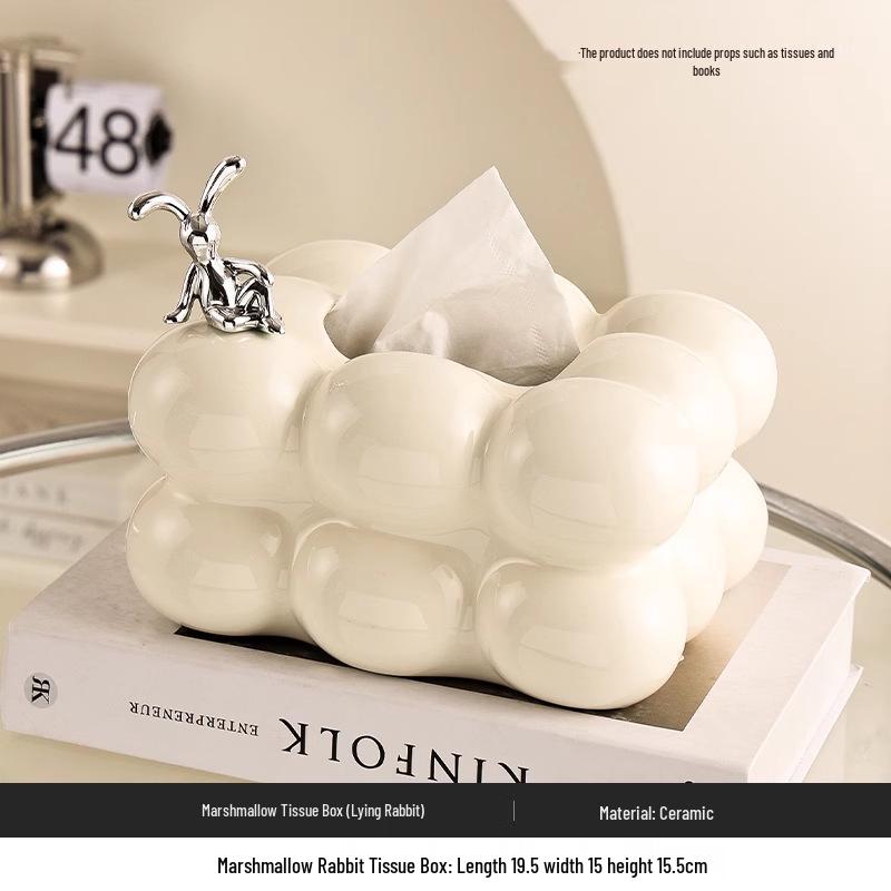 Minimalistická keramická krabička na kapesníky - Luxusní dávkovač papírových ubrousků do obývacího pokoje a domácí dekorace