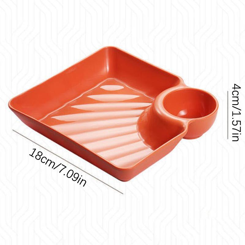 Multi-Purpose Dumpling Plate With Vinegar Plate Snack Dish 2-Grid Spices Dish Dumplings Dessert French Fries Ketchup Holder