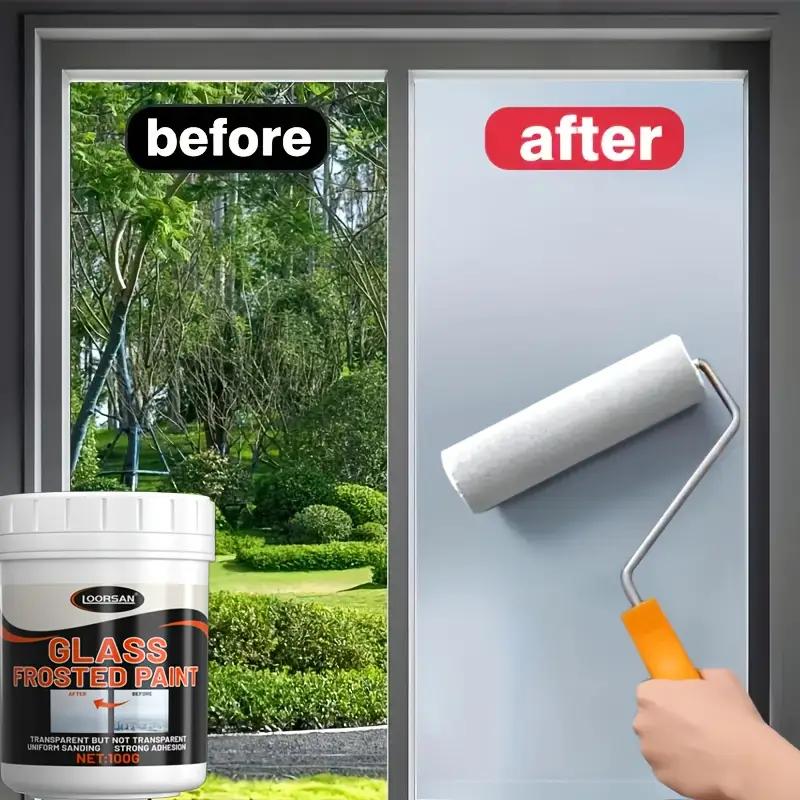 100g Frosted Glass Window Film - Privacy Window Decor, Non-Adhesive Surface, Easy Brush Application, Semi-Transparent Effect