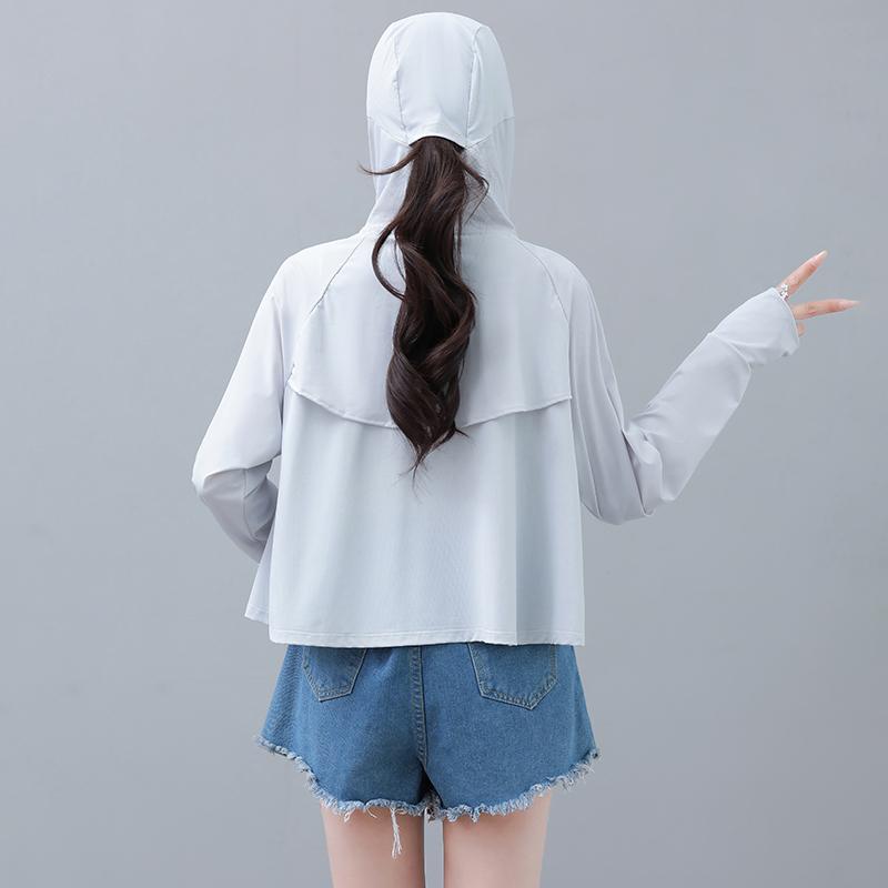 UPF100+Outdoor Sunscreen Clothes Women's Big Brimmed Hoodie Anti UV Cool Coat Casual Quick Drying Breathable Long Sleeved Skin Clothes