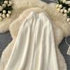 Autumn Winter Women Elegant Furry Knitted Long Midi High Waist A-line Skirt