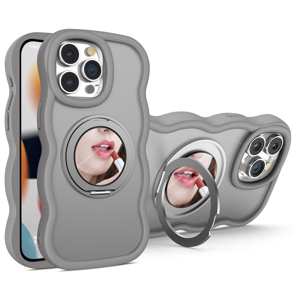 For iPhone 15 Pro Case Compatble with MagSafe Kickstand TPU+PC Phone Cover Built-In Mirror