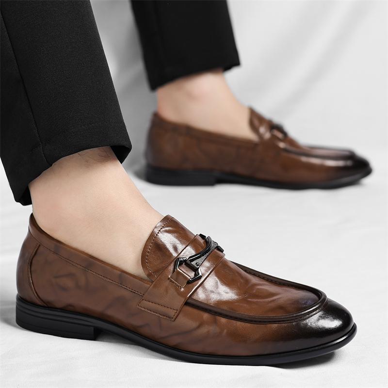 Herren-Slipper mit flachem Boden Bequemer Gentleman-Alltagsstil Arbeit oder Geschäftsbüro Luxus-Lederschuhe für Erwachsene