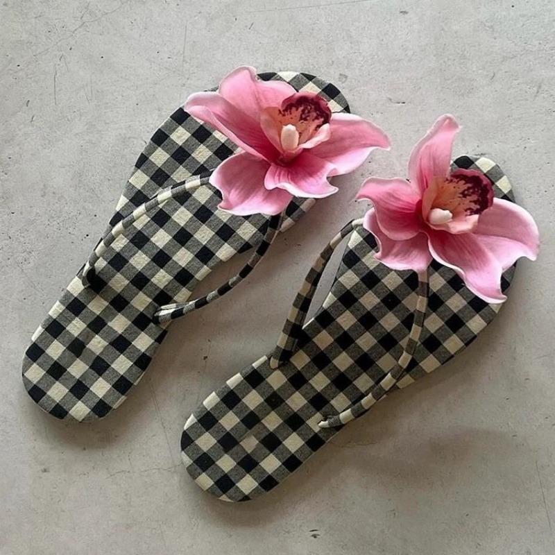 Summer New Bohemian Vacation Style Flower Slippers Women's Leisure Beach Women's Flip-flops Women