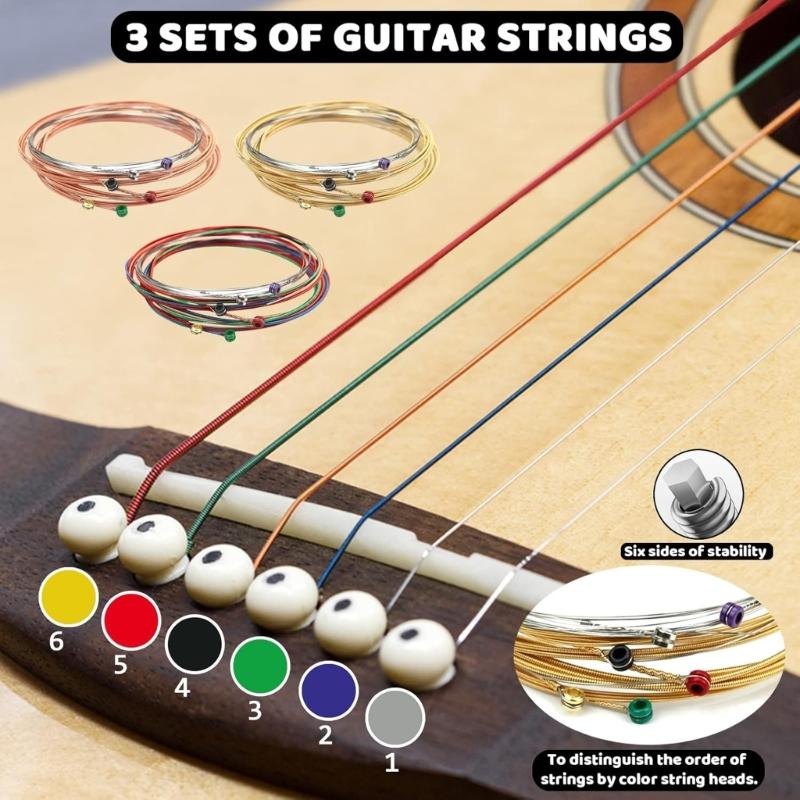 Guitar Accessories Pack with Guitar Strings, Bridge Pins, Bridge Saddles and Nut