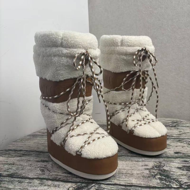 Winter Samt warm rutschfest Schneestiefel Damen Lang Mondstiefel