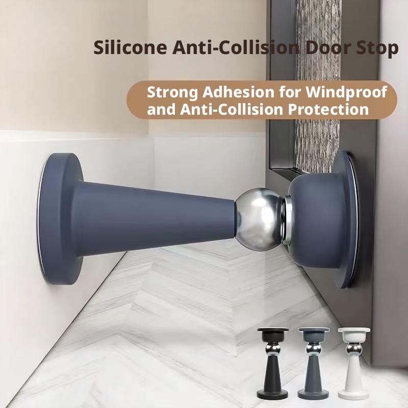 Strong Suction Silicone No-Drill Door Stopper: Anti-Collision Floor Stop for Bedroom Wall Protection & Home Use