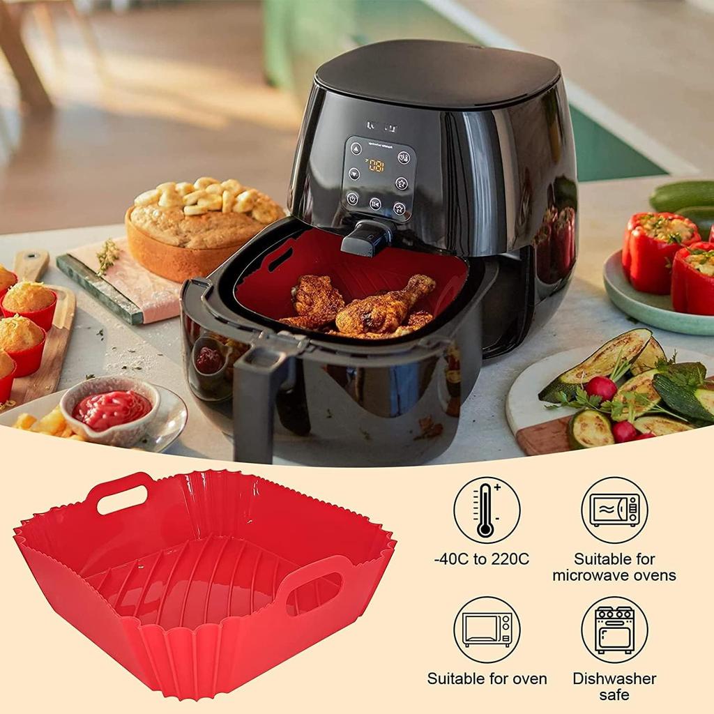 Silikon-Einlagen für Heißluftfritteusen, 21,6 cm, wiederverwendbar, hitzebeständig, für 4 bis 8 QT Heißluftfritteusen-Einsätze für Ofen- und Mikrowellenzubehör