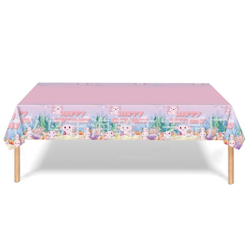 Cute pink salamander theme party decoration disposable tableware paper plate paper cup paper towel tablecloth knife fork spoon