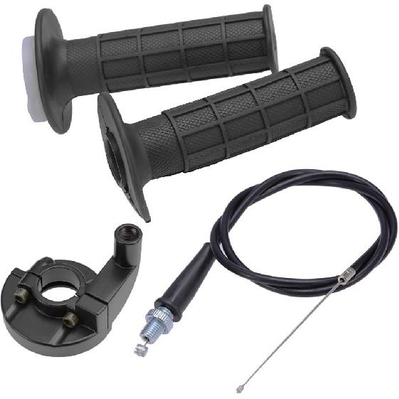 Throttle Twist Grip Set With 7/8" Handlebar Throttle Cable 39-Inch Replacement For Kawasaki KX 60 65 80 85 100 125 250 KLX110
