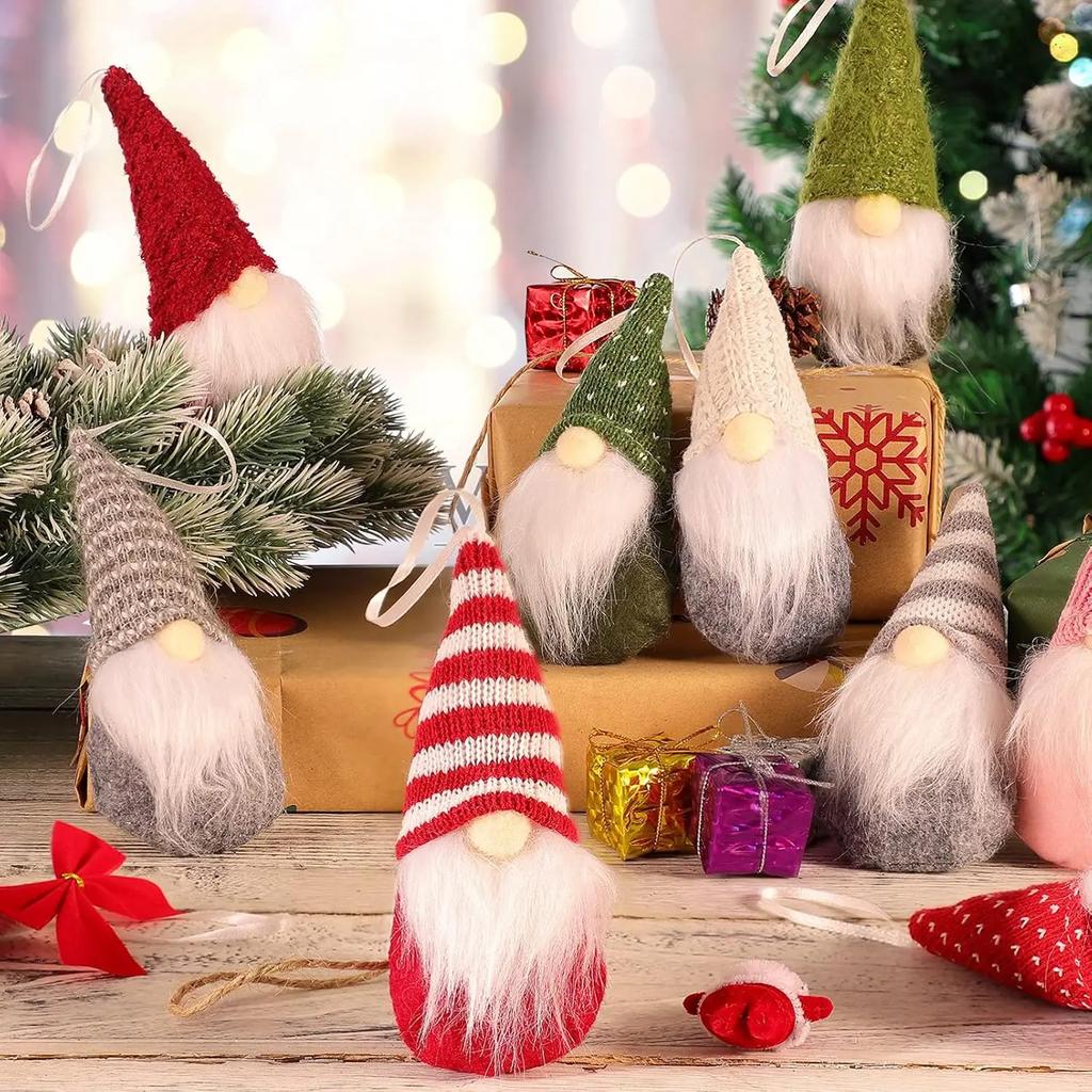 10 Pcs Random Color Christmas Zhuru Pendant Plush Doll, Manual Decoration, Swedish Gnome, Santa Holiday Decor