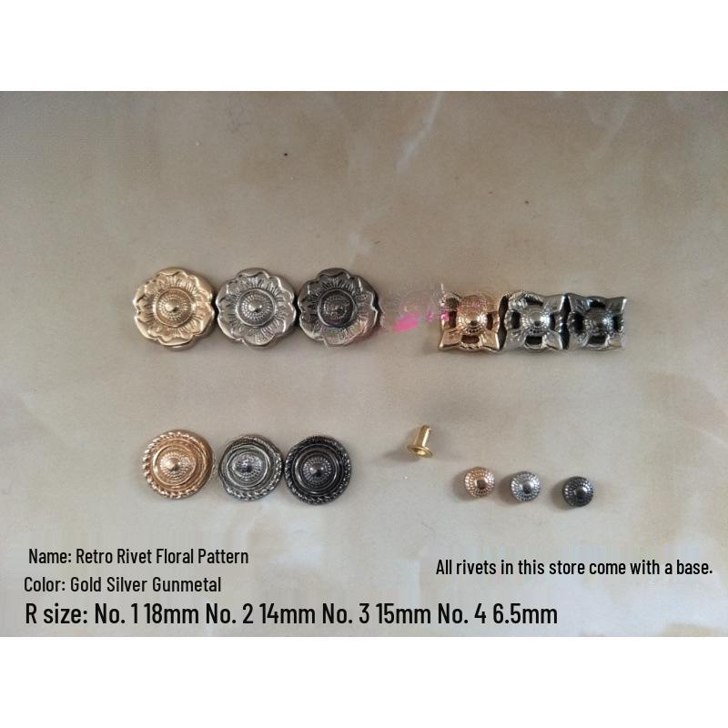 Retro Pattern Button-Shaped Alloy Punk Stud Rivets for DIY Jewelry and Accessories