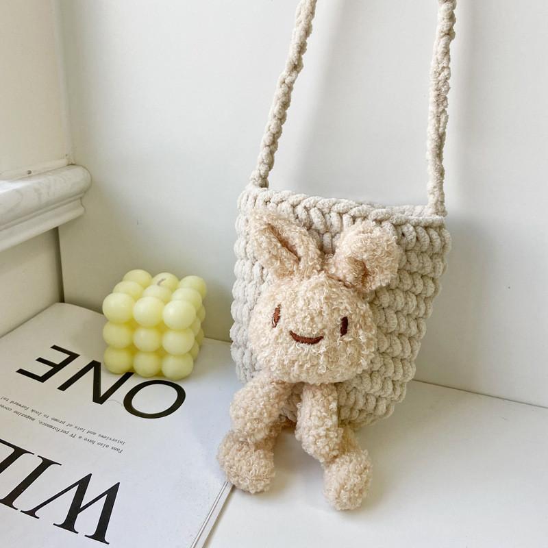 Adorable Korean Style Children's Cute Rabbit Knit Yarn Shoulder Bag For Girls