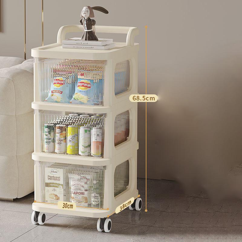 Multi-Layer Trolley Rack Storage Detachable Mobile Bedroom Study Living Room Kitchen Sundries Storage Shelf Transparent Trolley