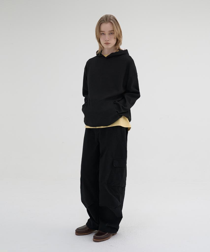 Waffle Hooded T-Shirts (Black)