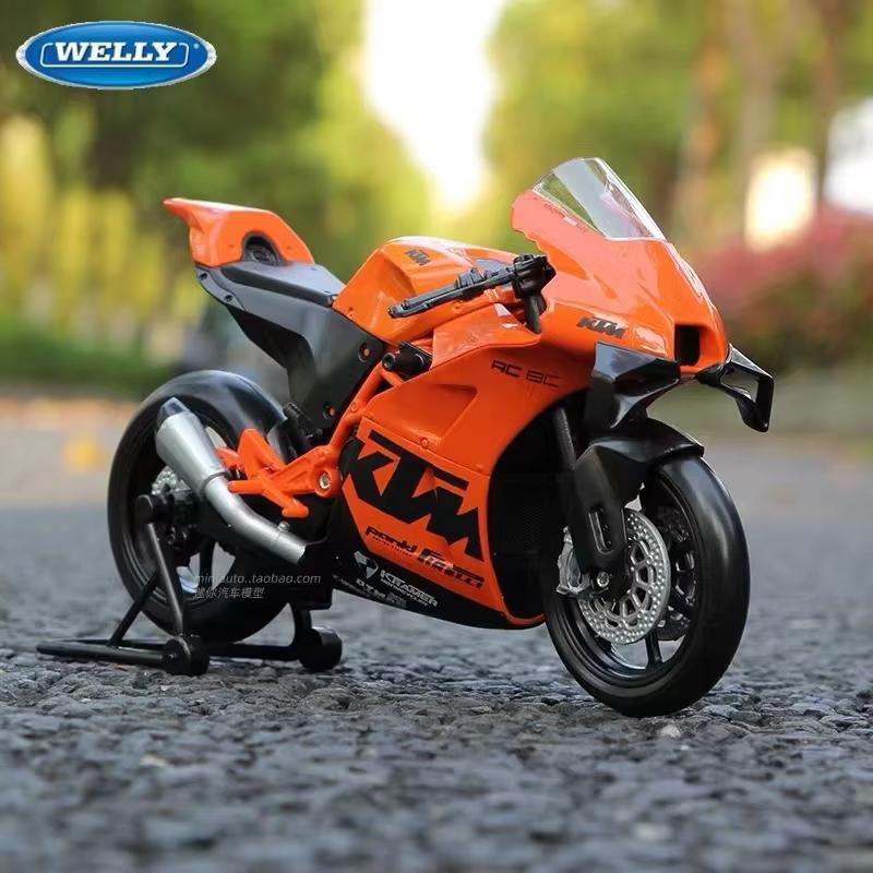 Welly 1/12 KTM RC 8C Alloy Race Motorcycle Model Diecasts Toy Simulation Metal Street Toys Car Collectibles Childrens Gifts