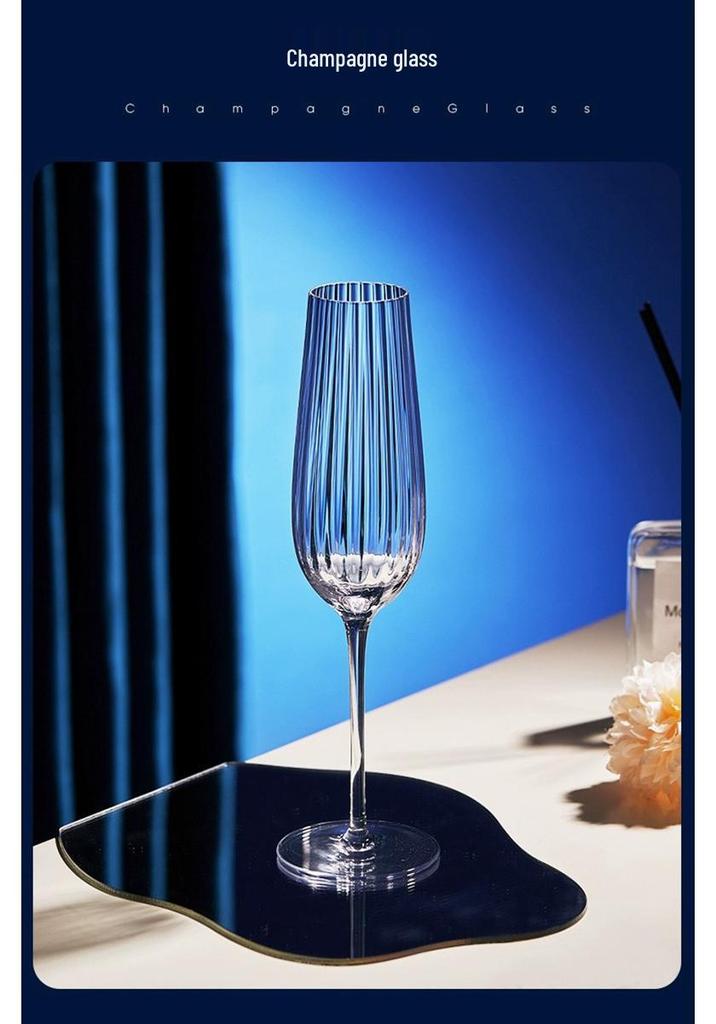 Modern Striped Vertical Transparent Glass, Red Wine & Champagne Glass for Home Parties