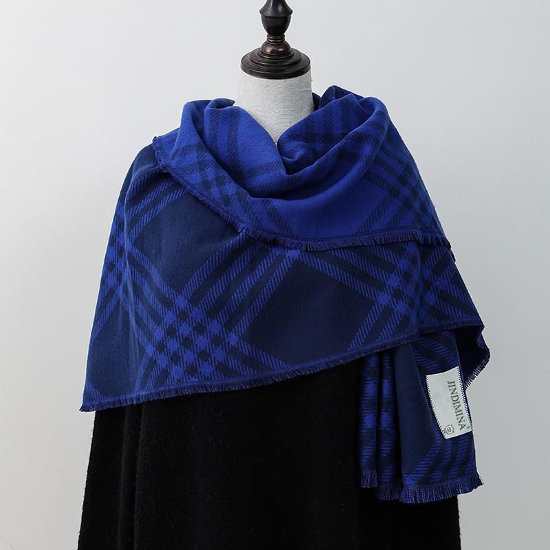 Double sided Plaid Scarf for Women Winter Warm Wool Scarf  Autumn and Winter Korean Style Cashmere Scarf with Atmosphere
