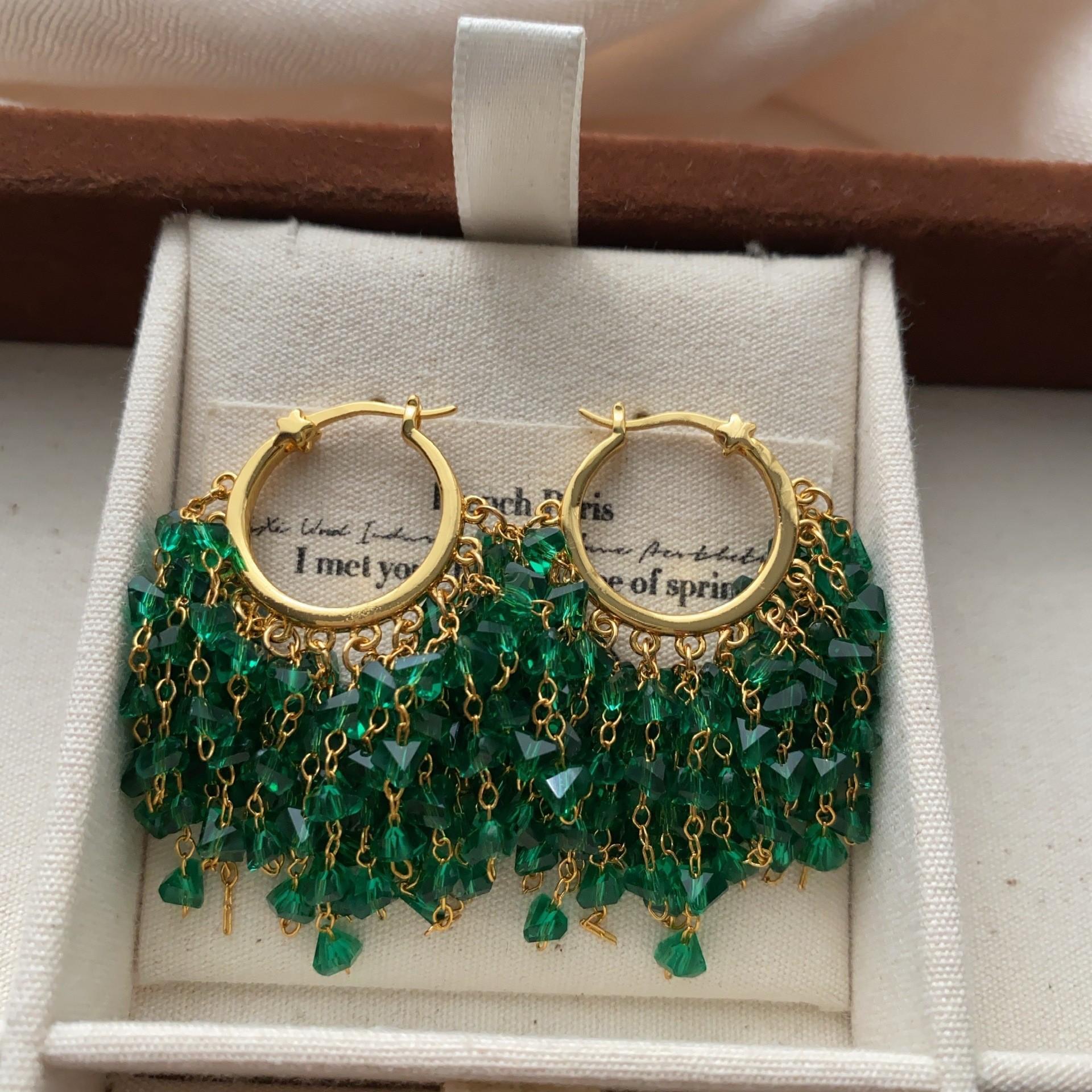 Серьги с бахромой из цепочки с кристаллами, ручной работы, подвески, роскошные, изысканные, универсальные, модные, с темпераментом