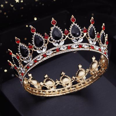 Barock Schwarz Kristall Hochzeit Krone Haarschmuck Braut Kopfschmuck Königin Braut Tiaras Kreis Diadem Für Party Kopf Ornamente