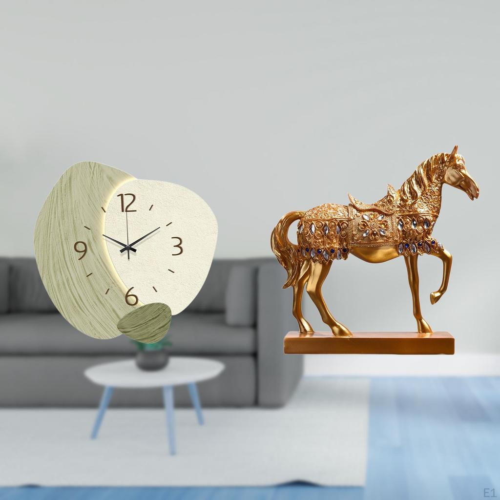 Silent Cartoon Wall Clock with Horse Figurine Sculpture Animal Decor for Farmhouse And Home Room
