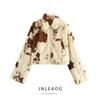Jnleaog Autumn New Women's Clothing Fashion Style French Pattern Print Artificial Fur Effect Outwear 434177