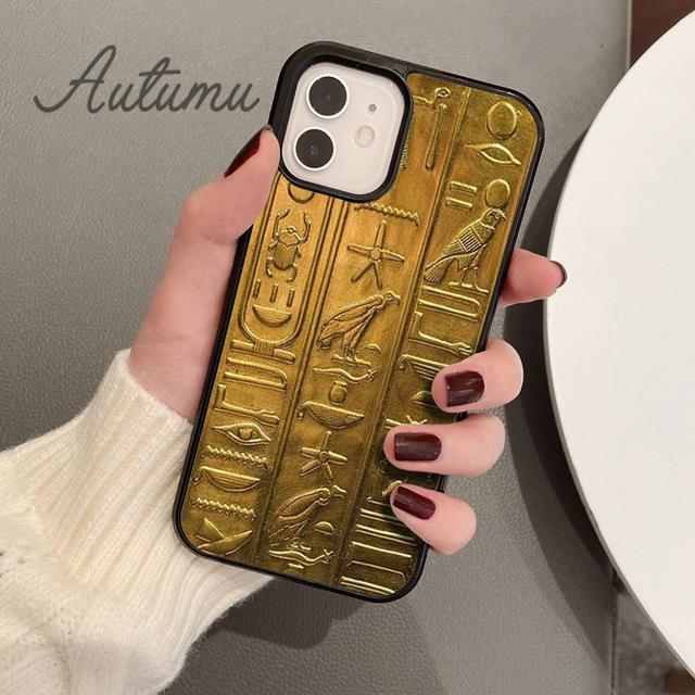 Ägyptische Hieroglyphen Symbole Handyhülle für iPhone 11 12 13 14 Pro Max mini XR XS SE 2020 7 8 Plus Samsung S21 S22 Hülle