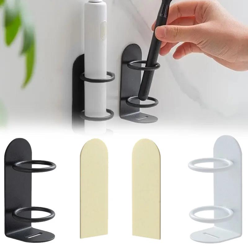 Wall Mounted Electric Toothbrush Holder Self Adhesive ABS Food Grade Ventilated Quick Drying Razor Holder Bathroom Organizer Bla