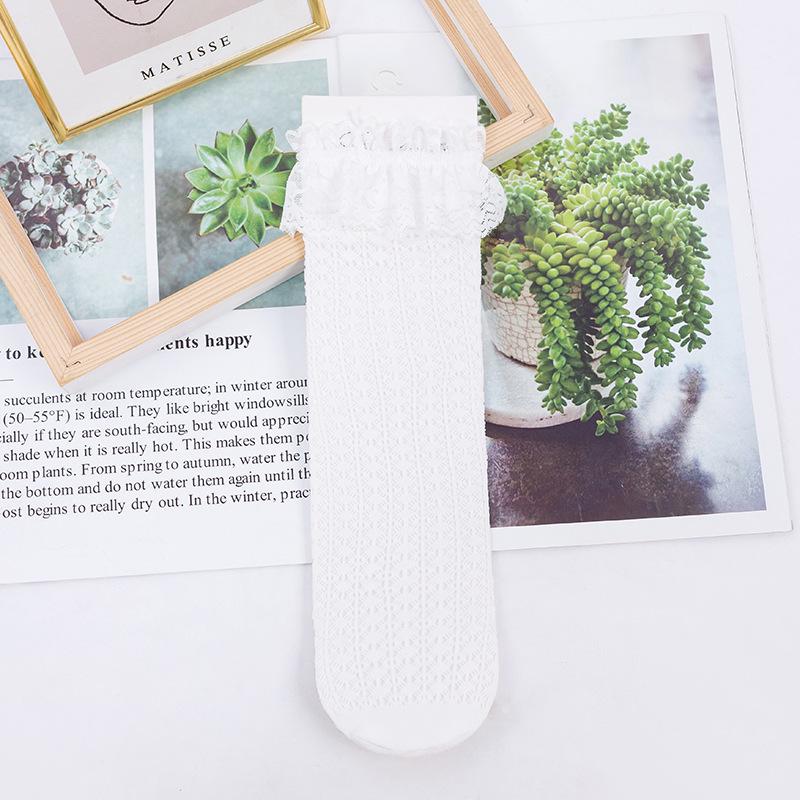 Girls' Mid-Calf Cotton Socks with Bows, Princess Style, Thin Soft Spring/Autumn Wear, Korean Fashion Baby Long Socks