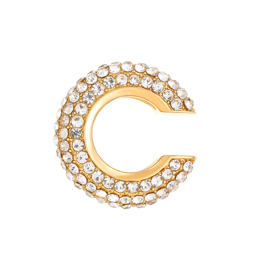 Fashion Simple C-shaped Full Inlay Zircon Glitter Fake Piercing Earrings for Women Hip-hop Rock Hot Girls Clip Earrings Jewelry
