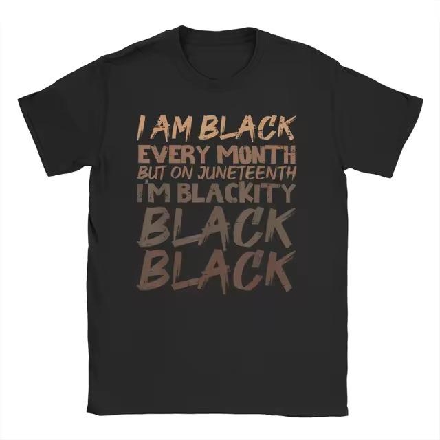 Cross-border European and American Trend Festival Graphic T-shirt Men's and Women's Clothing T-shirt Black I Am Monthly, Men's Short-sleeved T-shirt