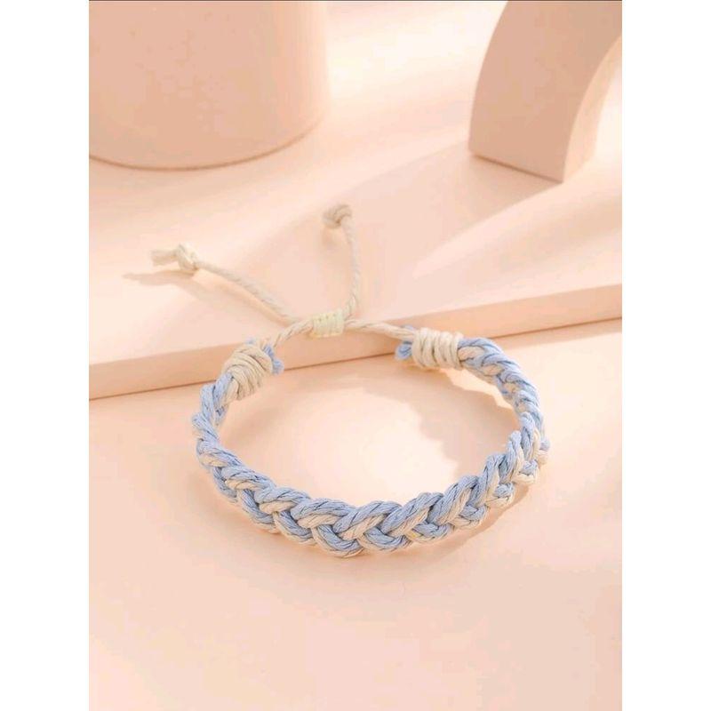 

INS Ретро Минималистичный Хлопок и Лен Ручной Плетения Ручная Веревка Веревка Удачи Гофрированный Браслет Мужской и Женский Парный Студенческий Подарок Тренд ACC-002 Blue