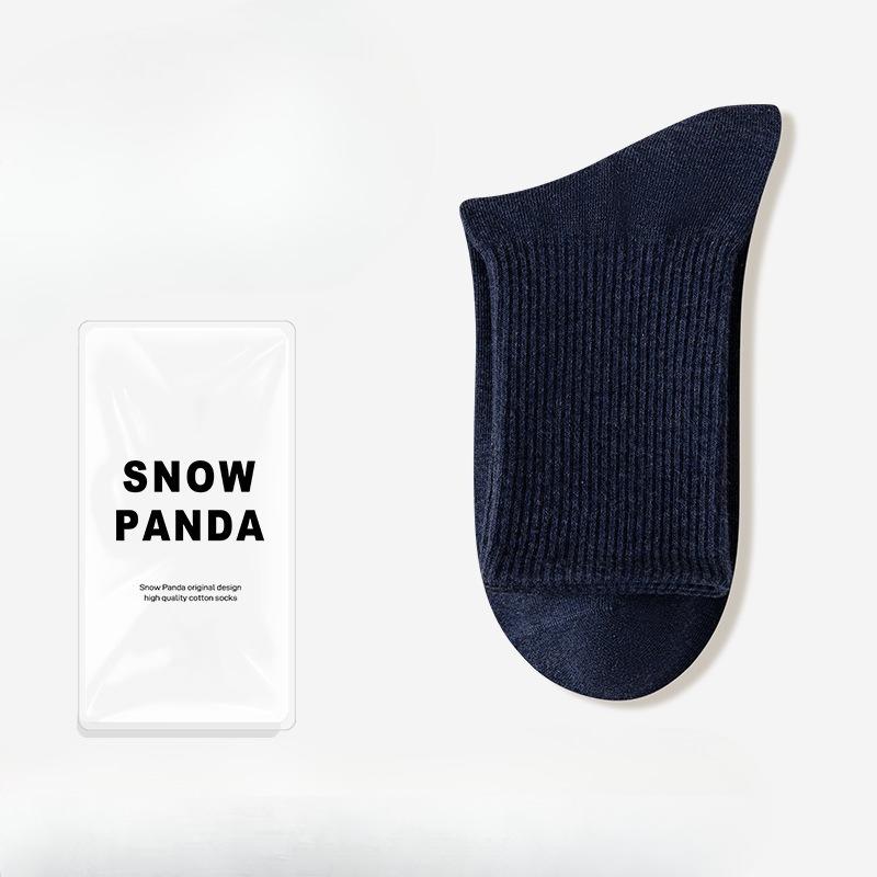 Men's Cotton Socks - Thick Socks for Autumn and Winter, Plain-colored Mid-calf Socks, Sweat-absorbing and Odor-resistant Business Socks